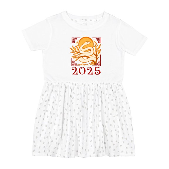 Inktastic 2025 Chinese New Year Snake Girls Toddler Dress