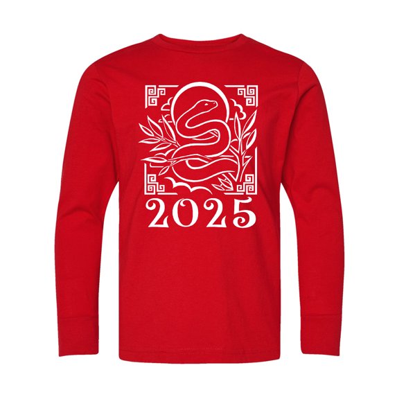 Inktastic 2025 Chinese New Year Snake Long Sleeve Youth T-Shirt