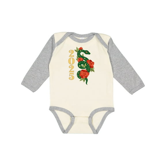 Inktastic 2025 Chinese New Year of the Snake Boys or Girls Long Sleeve Baby Bodysuit