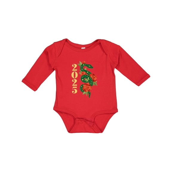 Inktastic 2025 Chinese New Year of the Snake Boys or Girls Long Sleeve Baby Bodysuit