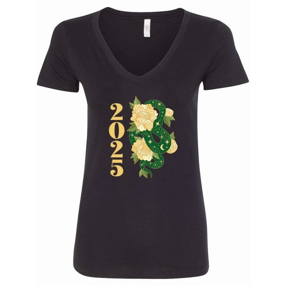 Inktastic 2025 Year of the Snake Chinese New Years Women's V-Neck T-Shirt