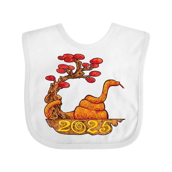 Inktastic 2025 Year of the Snake New Years Boys or Girls Baby Bib
