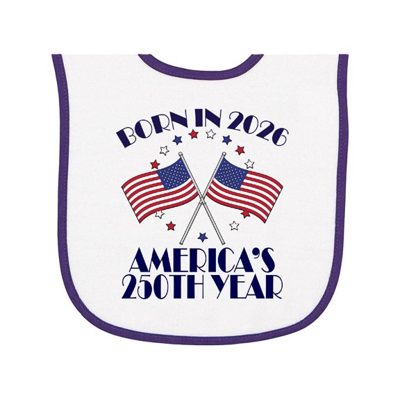 Inktastic 2026 4th of July USA Flag Baby Terry Cloth Bib