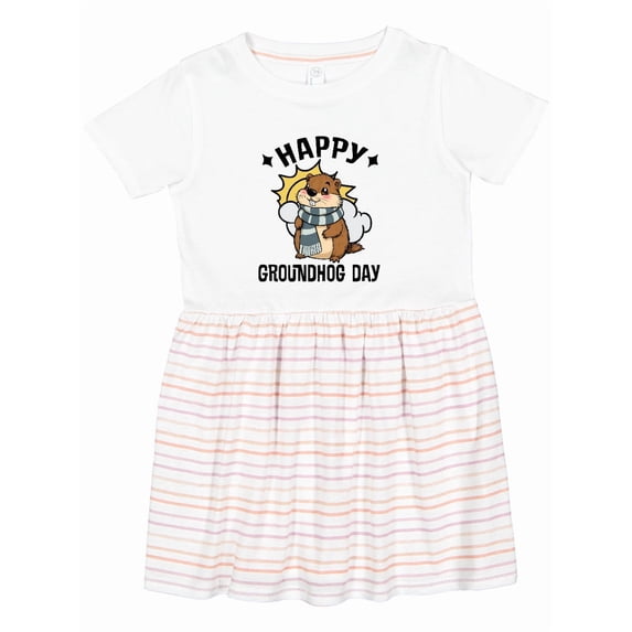 Inktastic 2026 Happy Groundhog Day Girls Toddler Dress