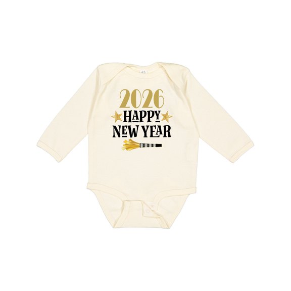 Inktastic 2026 Happy New Year Boys or Girls Long Sleeve Baby Bodysuit