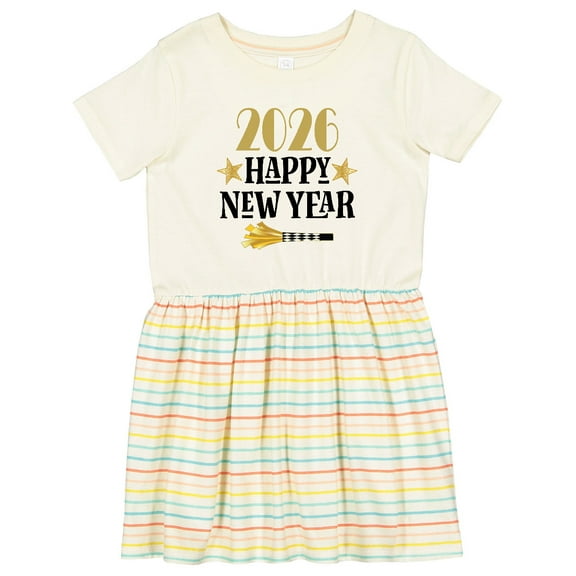 Inktastic 2026 Happy New Year Girls Toddler Dress