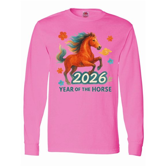Inktastic 2026 Year of the Horse Chinese Zodiac Celebration Long Sleeve T-Shirt