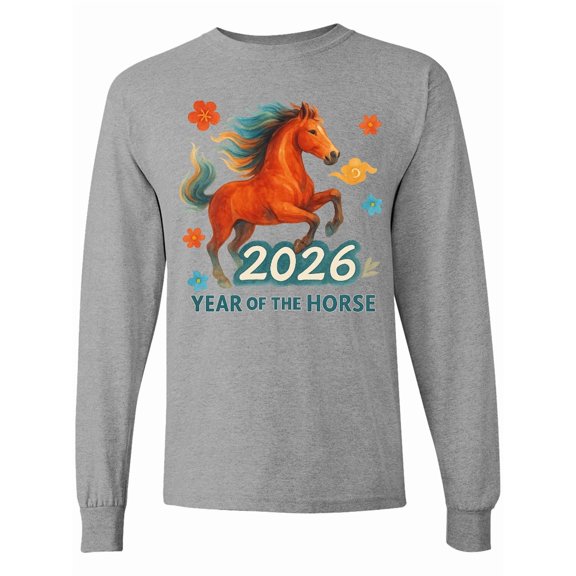 Inktastic 2026 Year of the Horse Chinese Zodiac Celebration Long Sleeve T-Shirt
