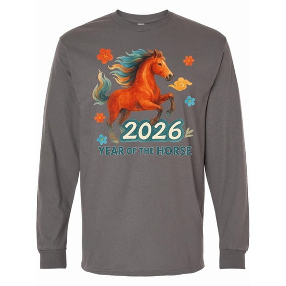 Inktastic 2026 Year of the Horse Chinese Zodiac Celebration Long Sleeve T-Shirt