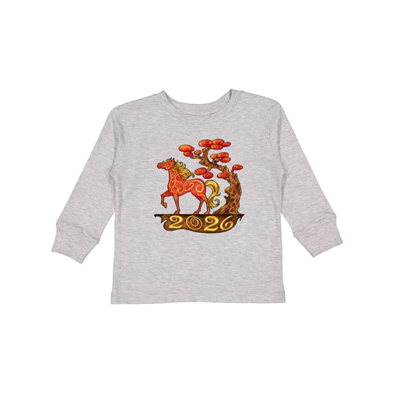 Inktastic 2026 Year of the Horse Happy New Year's Boys or Girls Long Sleeve Toddler T-Shirt