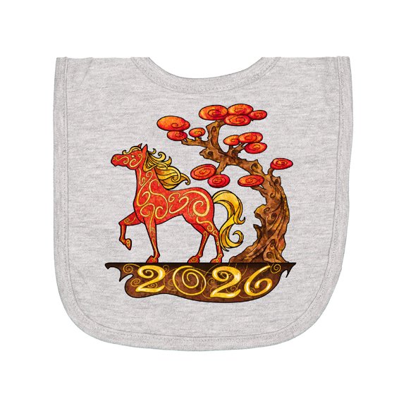 Inktastic 2026 Year of the Horse Happy New Year's Newborn Bib