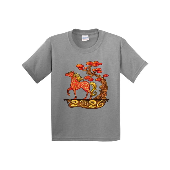 Inktastic 2026 Year of the Horse Happy New Year's Youth T-Shirt