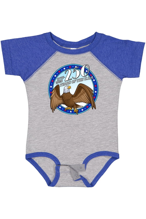 250th Years of the U.S.A. Fourth of July American Bald Eagle Boys or Girls Baby Bodysuit