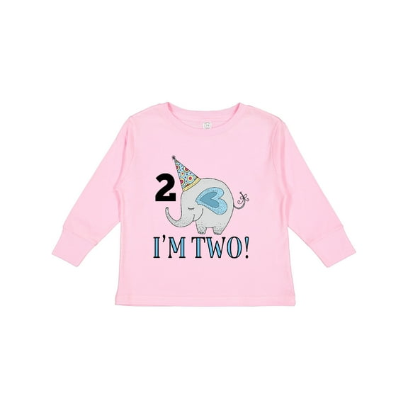 Inktastic 2nd Birthday 2 Year Old Elephant Boys or Girls Long Sleeve Toddler T-Shirt