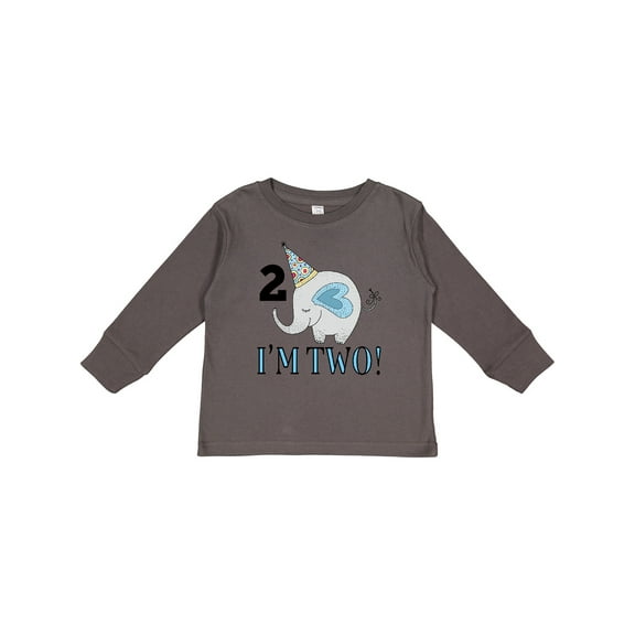 Inktastic 2nd Birthday 2 Year Old Elephant Boys or Girls Long Sleeve Toddler T-Shirt
