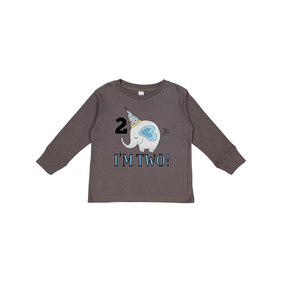 Inktastic 2nd Birthday 2 Year Old Elephant Boys or Girls Long Sleeve Toddler T-Shirt
