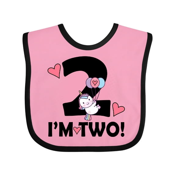 Inktastic 2nd Birthday 2 Year Old Girl Unicorn Girls Baby Bib
