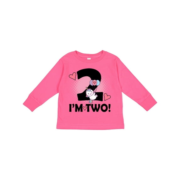 Inktastic 2nd Birthday 2 Year Old Girl Unicorn Girls Long Sleeve Toddler T-Shirt