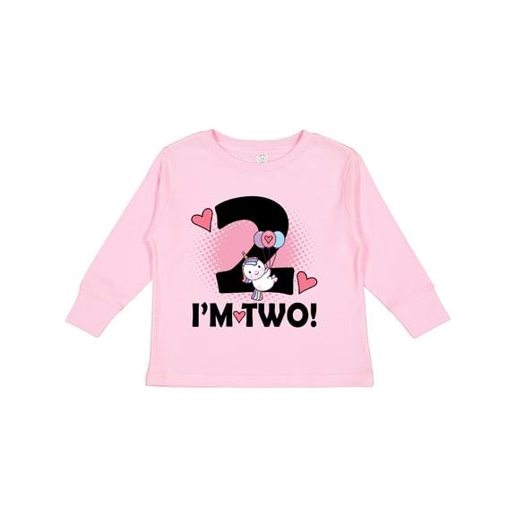 Inktastic 2nd Birthday 2 Year Old Girl Unicorn Girls Long Sleeve Toddler T-Shirt