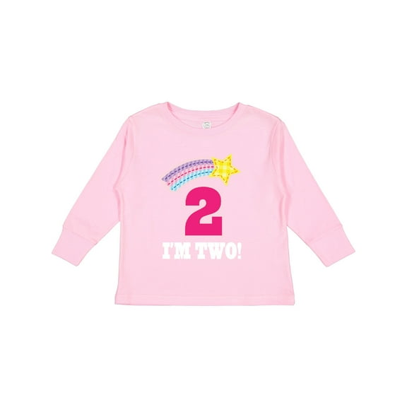 Inktastic 2nd Birthday 2 Year Old Girls Rainbow Star Girls Long Sleeve Toddler T-Shirt