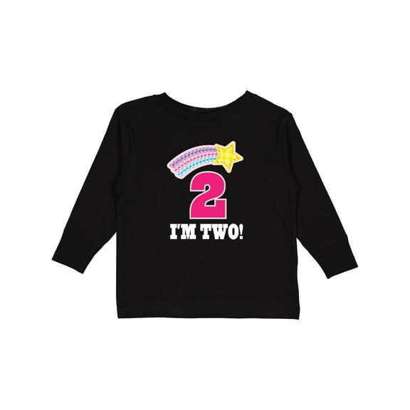 Inktastic 2nd Birthday 2 Year Old Girls Rainbow Star Girls Long Sleeve Toddler T-Shirt
