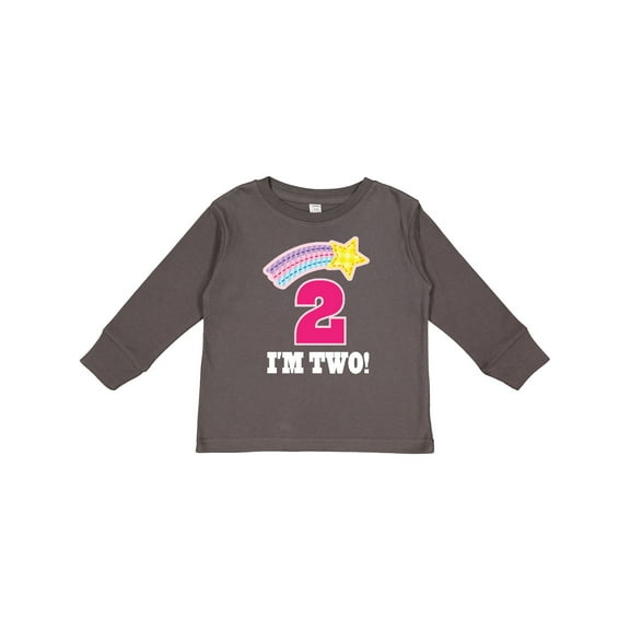 Inktastic 2nd Birthday 2 Year Old Girls Rainbow Star Girls Long Sleeve Toddler T-Shirt