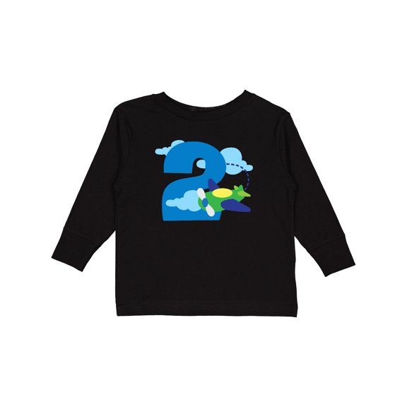 Inktastic 2nd Birthday Airplane Pilot Boys Long Sleeve Toddler T-Shirt