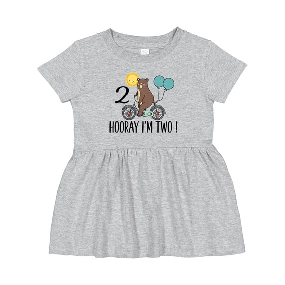 Inktastic 2nd Birthday Bear on Bicycle 2 Year Old Girls Baby Dress