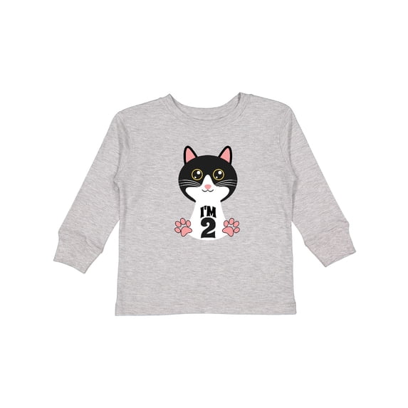 Inktastic 2nd Birthday Cat 2 Year Old Girl Girls Long Sleeve Toddler T-Shirt