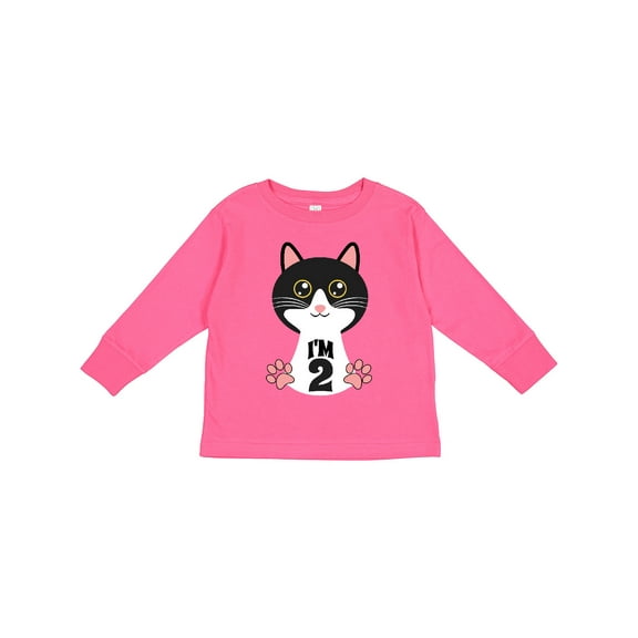 Inktastic 2nd Birthday Cat 2 Year Old Girl Girls Long Sleeve Toddler T-Shirt