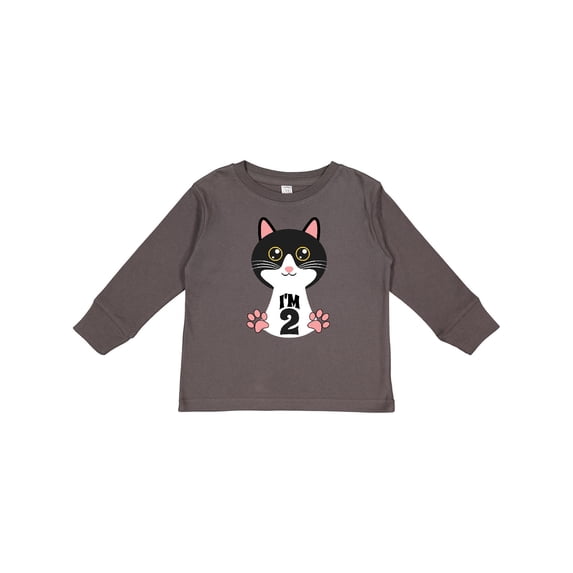 Inktastic 2nd Birthday Cat 2 Year Old Girl Girls Long Sleeve Toddler T-Shirt