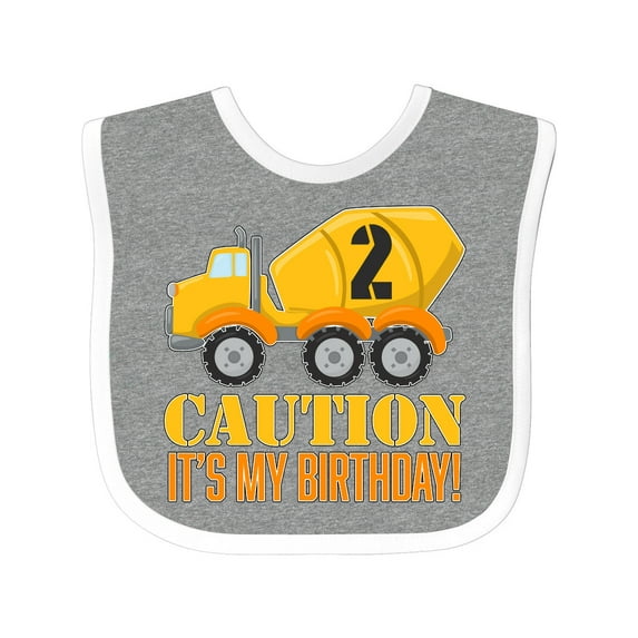 Inktastic 2nd Birthday Construction Truck, Cement Mixer - 2 Years Old Boys or Girls Baby Bib