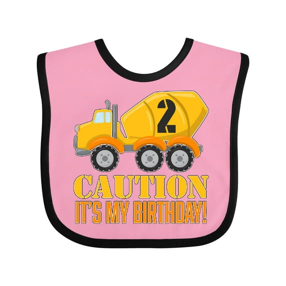 Inktastic 2nd Birthday Construction Truck, Cement Mixer - 2 Years Old Boys or Girls Baby Bib