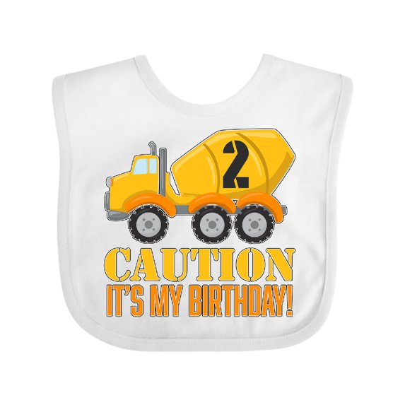 Inktastic 2nd Birthday Construction Truck, Cement Mixer - 2 Years Old Boys or Girls Baby Bib