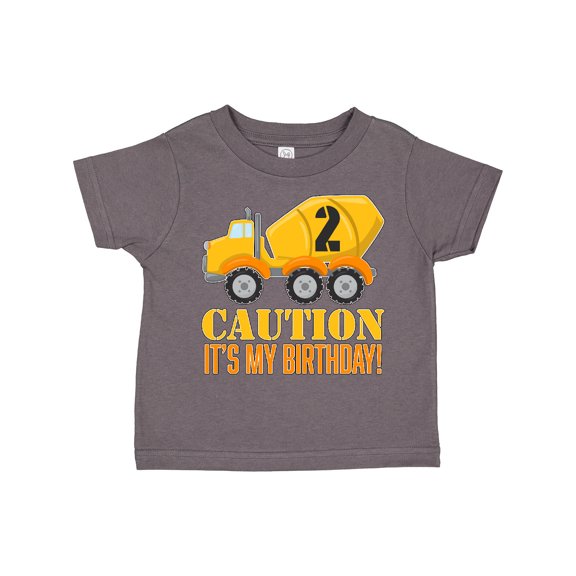 Inktastic 2nd Birthday Construction Truck, Cement Mixer 2 Years Old Boys or Girls Toddler T-Shirt
