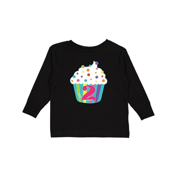 Inktastic 2nd Birthday Cupcake Boys or Girls Long Sleeve Toddler T-Shirt