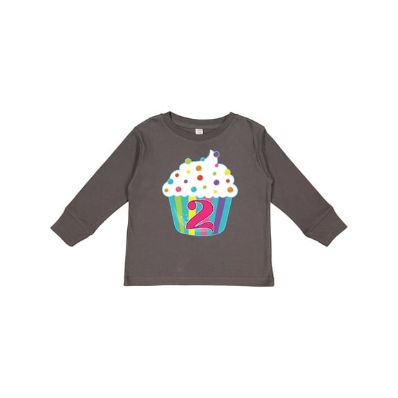Inktastic 2nd Birthday Cupcake Boys or Girls Long Sleeve Toddler T-Shirt