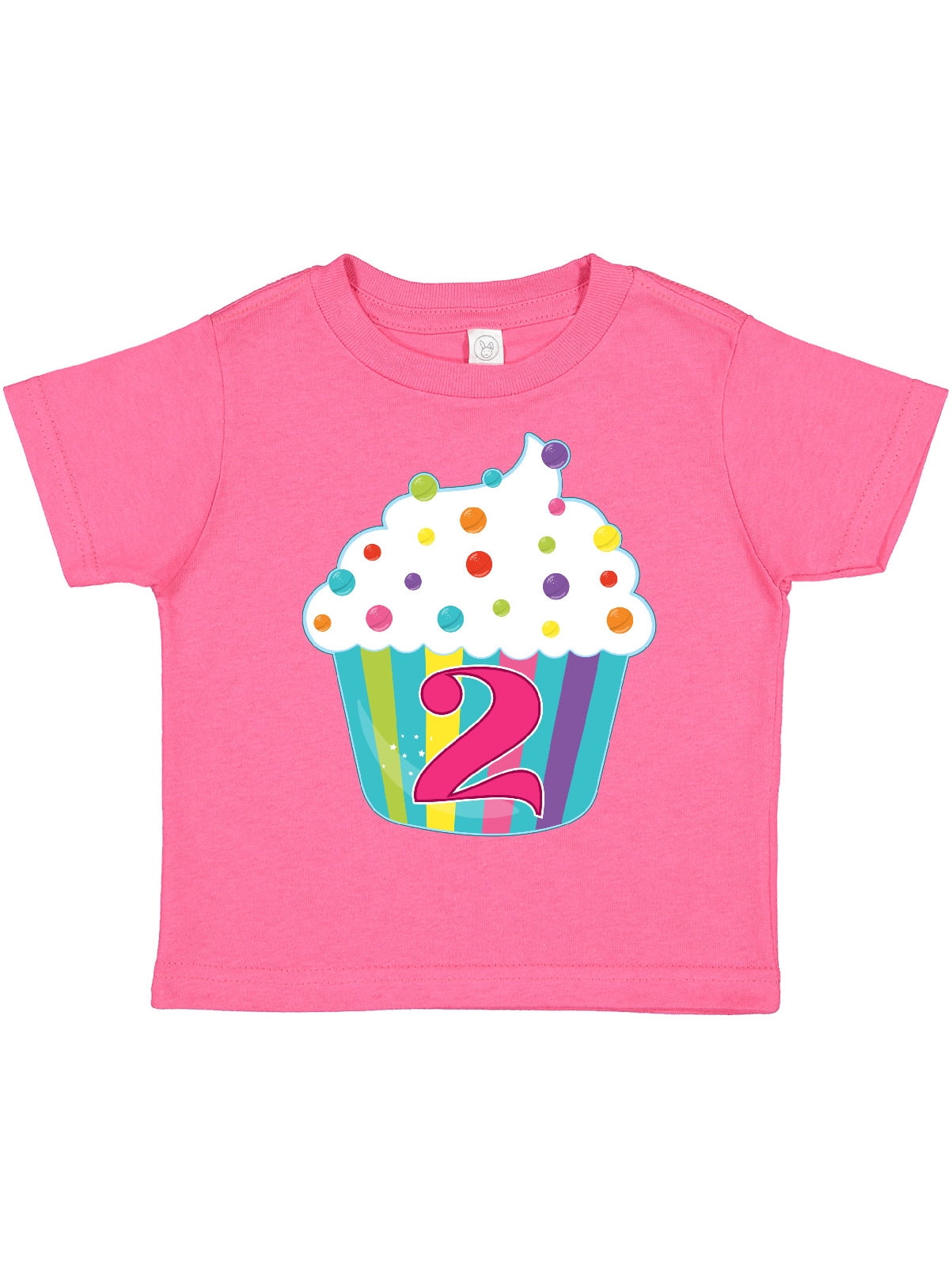 Cute 2nd Birthday Cupcake Toddler T-Shirt For Girls - Pink Frosted Cupcake Design
