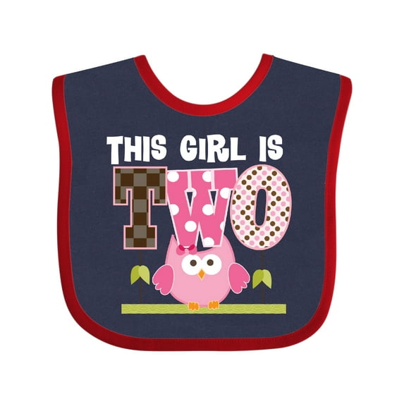 Inktastic 2nd Birthday Cute Owl 2 Year Old Girls Baby Bib