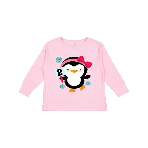 Inktastic 2nd Birthday Cute Penguin 2 Year Old Girl Girls Long Sleeve Toddler T-Shirt