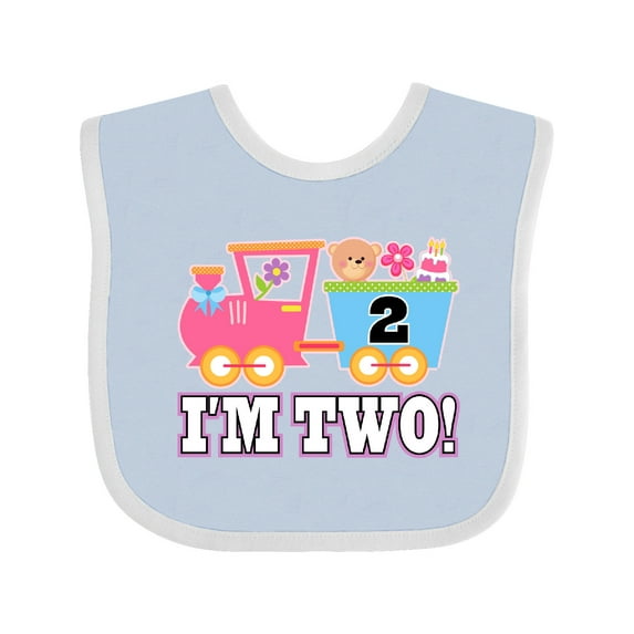 Inktastic 2nd Birthday Cute Pink Train Girls Baby Bib