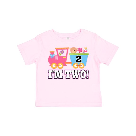 Inktastic 2nd Birthday Cute Pink Train Girls Toddler T-Shirt