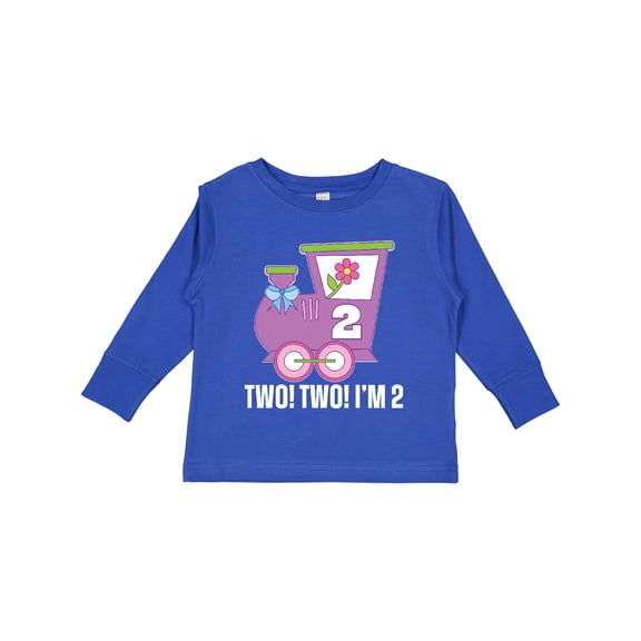 Inktastic 2nd Birthday Cute Train I'm Two Girls Long Sleeve Toddler T-Shirt