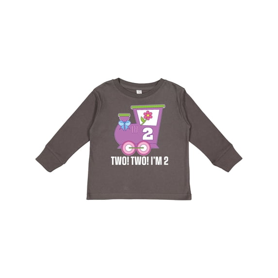 Inktastic 2nd Birthday Cute Train I'm Two Girls Long Sleeve Toddler T-Shirt