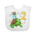 thumbnail image 1 of Inktastic 2nd Birthday Cute Turtle in Party Hat with Confetti Boys or Girls Baby Bib, 1 of 4