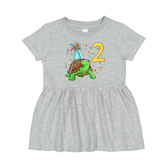 Inktastic 2nd Birthday Cute Turtle in Party Hat with Confetti Girls Baby Dress