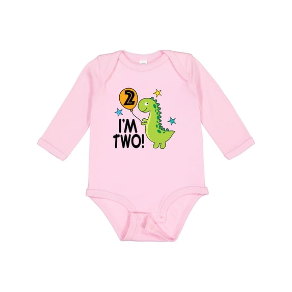 Inktastic 2nd Birthday Dinosaur 2 Year Old Boy Boys or Girls Long Sleeve Baby Bodysuit