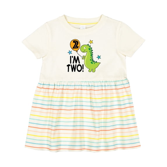 Inktastic 2nd Birthday Dinosaur 2 Year Old Boy Girls Baby Dress