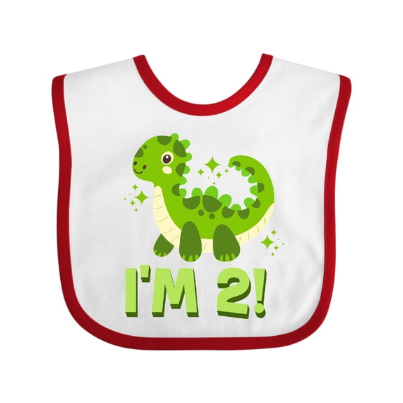 Inktastic 2nd Birthday Dinosaur 2 Year Old Boys or Girls Baby Bib