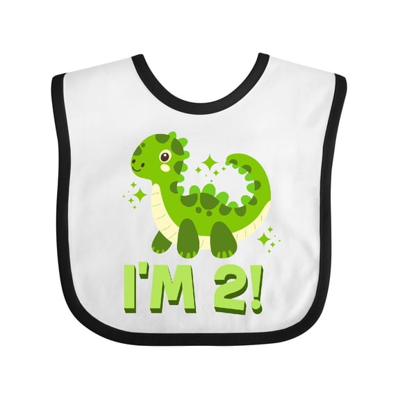 Inktastic 2nd Birthday Dinosaur 2 Year Old Boys or Girls Baby Bib